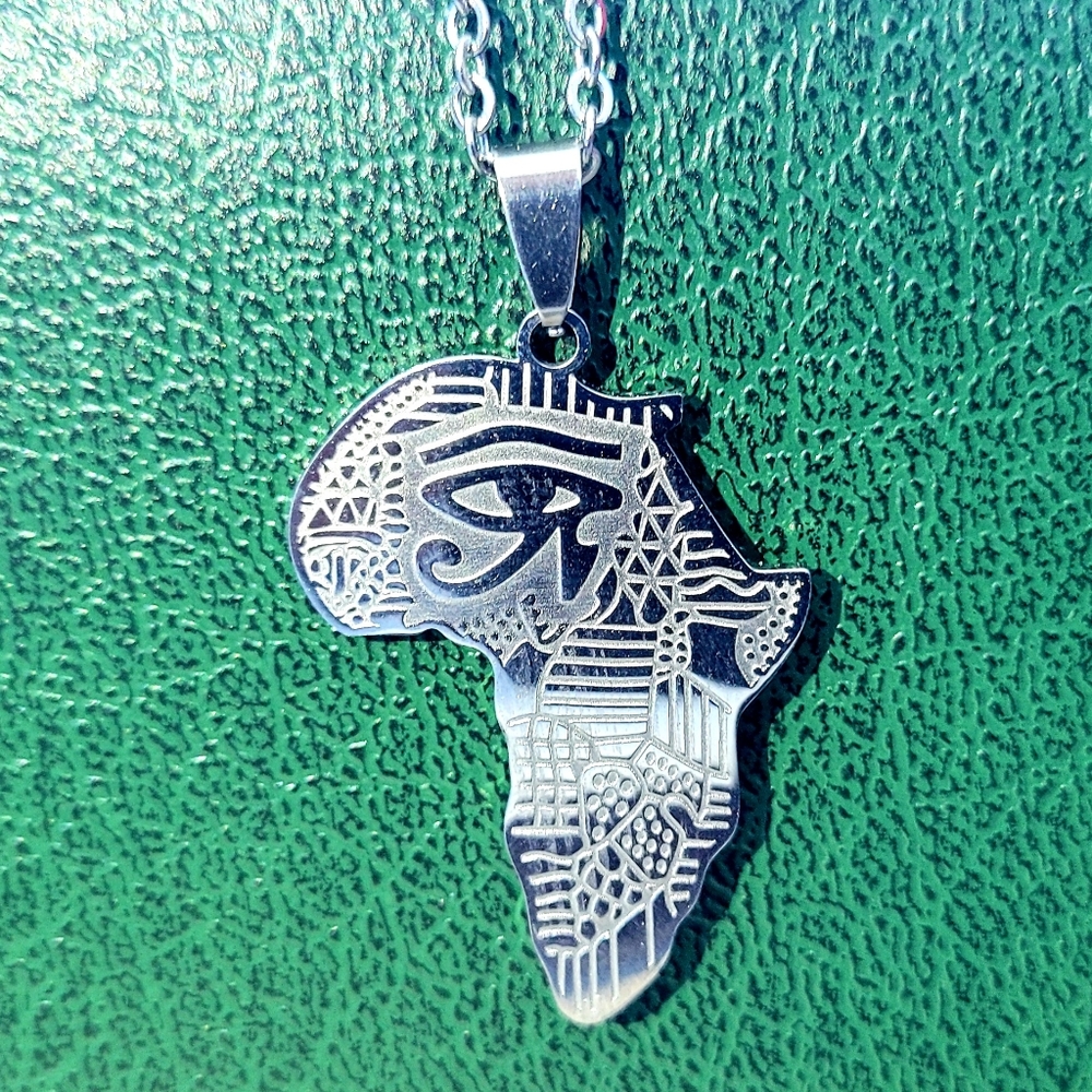 Men's Pendant Necklace African Map